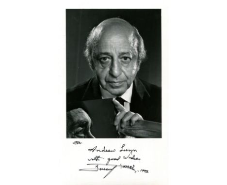 KARSH YOUSUF: (1908-2002) Armenian-Canadian portrait photographer. A good signed and inscribed 5 x 8 photograph of Karsh in a