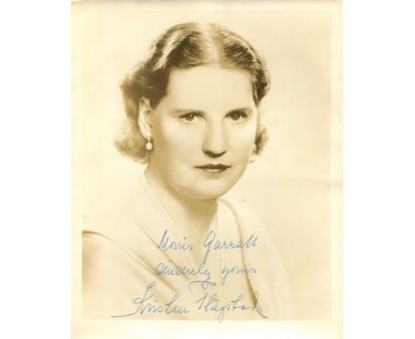 FLAGSTAD KIRSTEN: (1895-1962) Norwegian soprano. Vintage signed and inscribed sepia 8 x 10 photograph of Flagstad in a head a