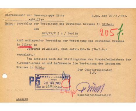 BUSCH ERNST: (1885-1945) German Generafeldmarschall of World War II, Knight's Cross winner with Oak Leaves. D.S., Busch, in b