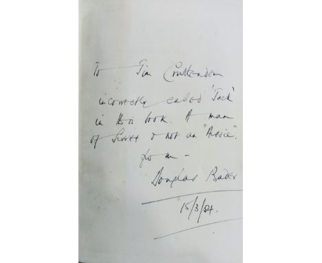 Inscribed to the student pilot who helped rescue Bader from his crashed plane and escorted him to hospital, only to receive a
