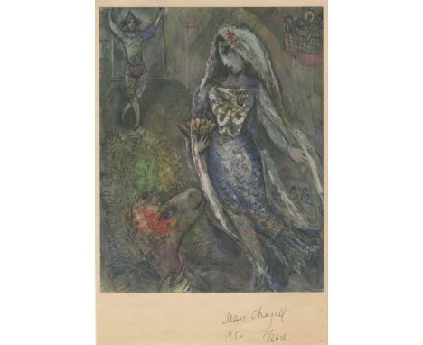 CHAGALL MARC: (1887-1985) French artist. A large, signed colour 9 x 13 plate, most likely removed from a book, being a reprod