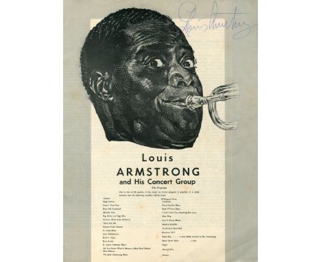 ARMSTRONG LOUIS: (1901-1971) American jazz trumpeter. A large vintage printed 4to programme for a performance by Louis Armstr