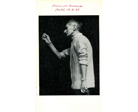 BECKETT SAMUEL: (1906-1989) Irish novelist and playwright, Nobel Prize winner for Literature, 1969. A printed slim 4to theatr