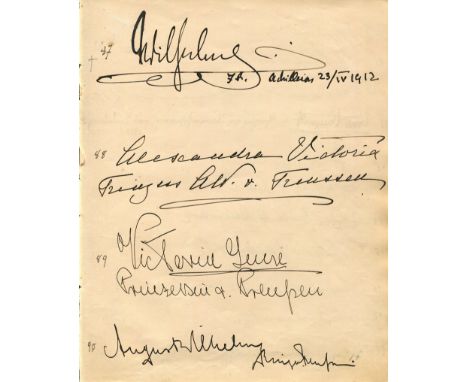 WILHELM II: (1859-1941) German Emperor & King of Prussia 1888-1918. A bold, dark fountain pen ink signature ('Wilhelm F R') a