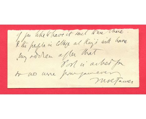 JAMES M. R. (1862-1936) English author, remembered for his ghost stories. Ink signature ('M R James') and five additional lin
