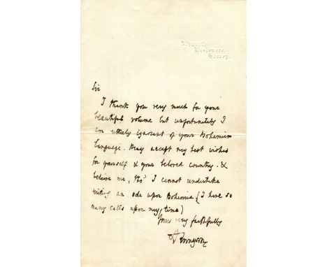 TENNYSON ALFRED: (1809-1892) Lord Tennyson. British Poet Laureate 1850-92. A.L.S., A Tennyson, one page, 8vo, Aldworth, Hasle