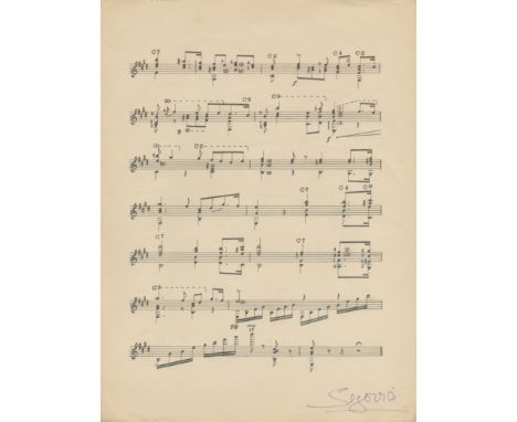 SEGOVIA ANDRES: (1893-1987) Spanish classical guitarist. A folio printed copy of Segovia's transcription for guitar of Felix 