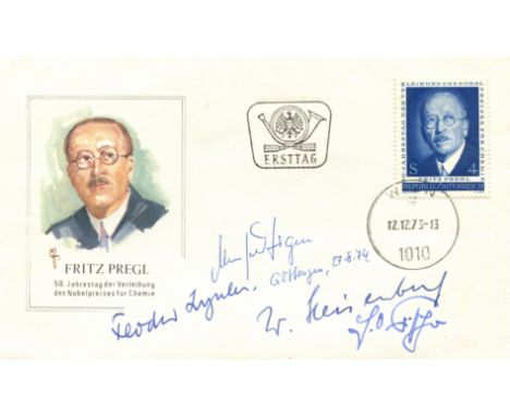 NOBEL PRIZE WINNERS: An excellent multiple signed commemorative cover issued in honour of Fritz Pregl and featuring his colou