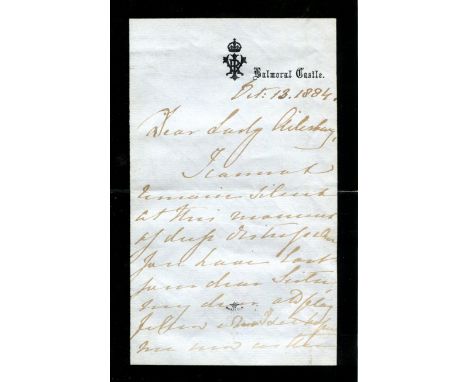 VICTORIA: (1819-1901) Queen of the United Kingdom Great Britain & Ireland 1837-1901. A.L.S., with her initials VRI, three pag