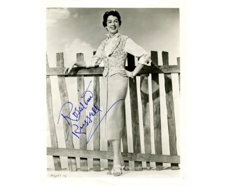 RUSSELL ROSALIND: (1907-1976) American actress. Vintage signed 8 x 10 photograph of Russell standing in a full-length pose al