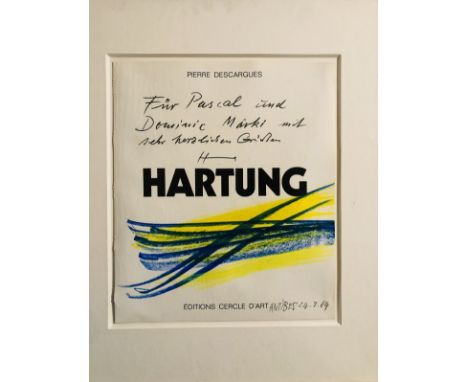 HARTUNG HANS: (1904-1989) German-French Painter of abstract style. An excellent and rare signed and inscribed abstract colour