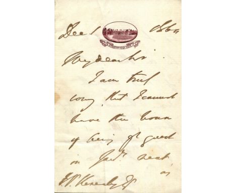 DISRAELI BENJAMIN: (1804-1881) British Prime Minister 1868, 1874-80. A.L.S., B Disraeli, two pages, 8vo, Strathfield Saye, 1s