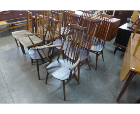 A set of six Ercol Golden Dawn elm and beech Goldsmith dining chairs 