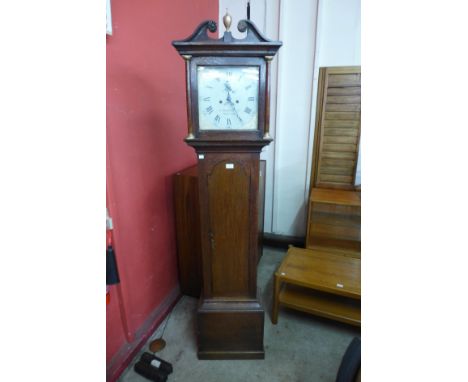 A 19th Century oak 8-day longcase clock, the dial signed C. Broderick, Boston 