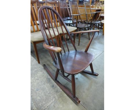 An Ercol Golden Dawn elm and beech Quaker rocking chair 