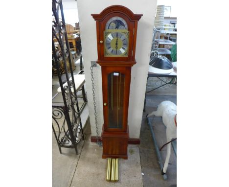 A yew wood dwarf longcase clock, with rolling moonphase dial 