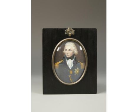 AFTER LEMUEL FRANCIS ABBOTT A portrait miniature of Admiral Lord Nelson, oval, 4" x 3"