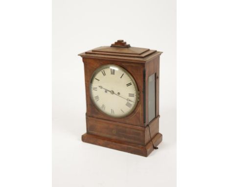 A REGENCY MAHOGANY AND BRASS STRUNG BRACKET CLOCK, the circular convex dial with Roman numerals, with a two train fusee movem