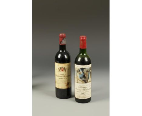 A BOTTLE OF 1973 VINTAGE CHATEAU MOUTON ROTHSCHILD PREMIER CRU, the label after Pablo Picasso and a single bottle of 1977 Mar