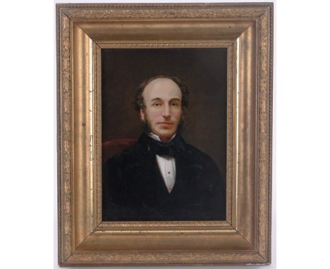 19th century oil on board, portrait of a man, unsigned, 10.5" x 7.5", framed.