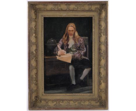 Continental School,oil on canvas, genre portrait of a scholar, unsigned, 20" x 13", framed.