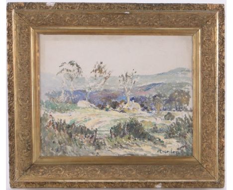 Attributed to Ronald Ossory Dunlop,oil on board, farm landscape, signed, 15" x 19", framed.