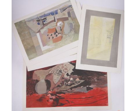 A folder of prints after Ben Nicholson and Graham Sutherland, (6).