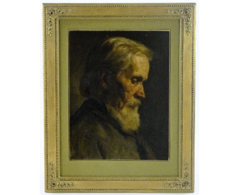 19th century oil on canvas, head and shoulders portrait of a man, unsigned, 17" x 13", framed.
