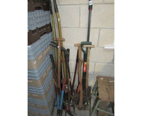 A large quantity of garden tools etc