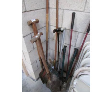A quantity of shovels and tools