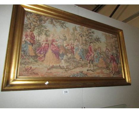 A framed tapestry