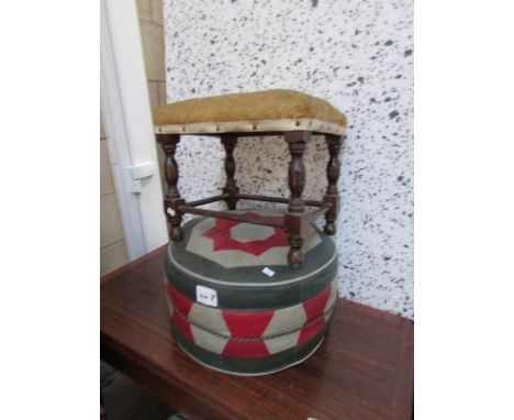 A leather pouffe and a stool