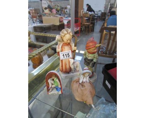 2 Goebel figures, a pin doll and a souvenir figure
