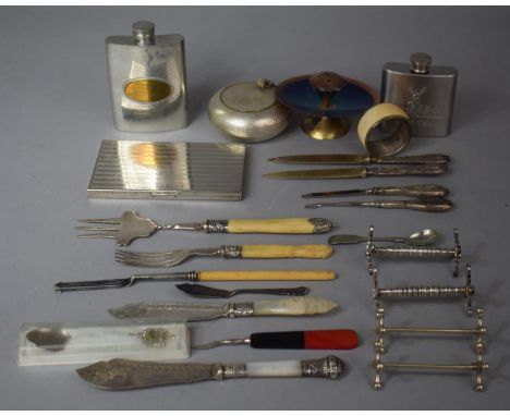 A Collection of Silver and Silver Plated Items to Include Various Bone and Mother of Pearl Silver Banded Cutlery to include P
