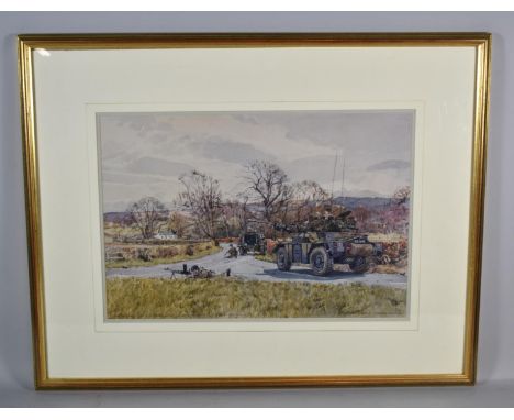 A Framed Military Print, The Ayrshire (Earl of Catterick) Zone, Yeomanry Squadron, Queens Own Yeomanry , by Howard, 74cms Wid