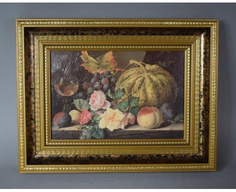 A Framed Textured Print, Still Life, Fruit and Vegetables. 35cms Wide 