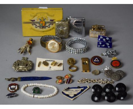 A Collection of Curios to include Ingersoll 17 Jewel Wrist Watch, Tin of Coronation June 1953 H.M Queen Elizabeth the Second 