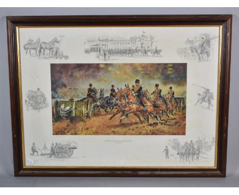 A Framed Limited Edition Print, The Kings Troop Royal Horse Artillery in the 90s, Signed and Dated '93, 67cms Wide 