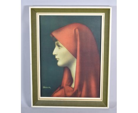 A Framed Print of St Fabiola, After Jean Henner, 37cms High 