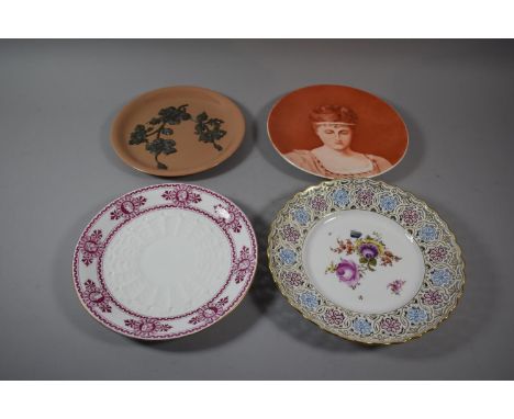 A Carl Teichert Reticulated Cabinet Plate, Meissen Pattern, A Coalport Plate, a Bodley Portrait Plate Etc 