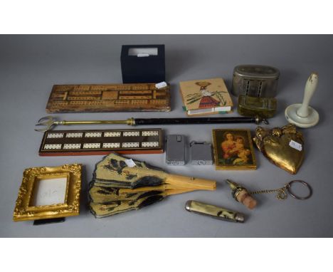 A Collection of Curios to Include Inlaid Cribbage Board, Gilt Framed Photo Frame, Bank of Liverpool &amp; Martins Ltd Money B
