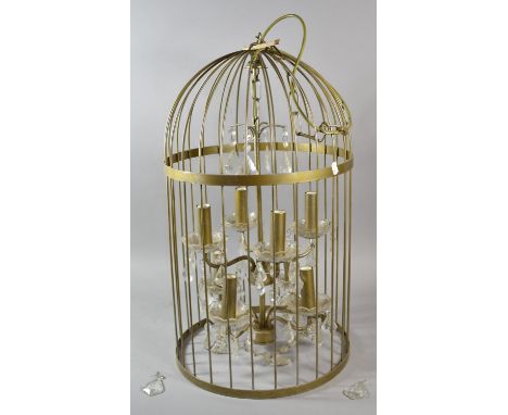A Metal Wire Framed Parrot Cage, Housing Eight Branch Chandelier 