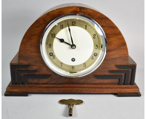 An Art Deco Westmister Chime Mantel Clock by Garrard with Key 