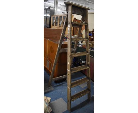A Vintage Wooden Six Step Step Ladder 