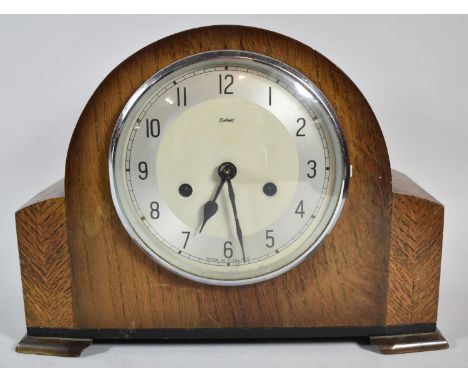A Mid 20th Century Enfield Oak Cased Mantel Clock, 30cms Wide 