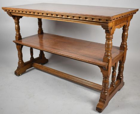 A Late 19th Century Oak Two Tier Buffet with Turned Supports, 122cms Wide 