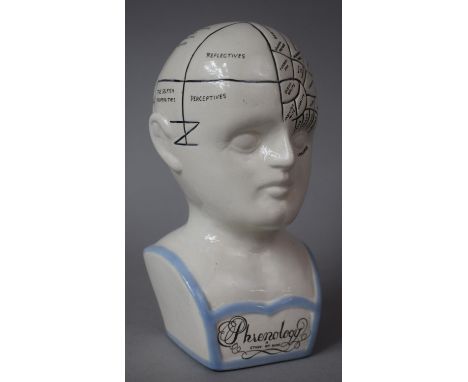 A Small Ceramic Reproduction Phrenology Bust, 20cms High 