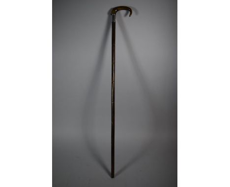 An Edwardian Horn Handled Silver Mounted Walking Stick Inscribed Presented to Mr AJ Allen by the Committee and Employees of D