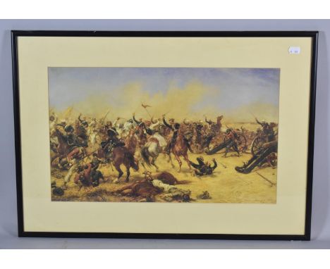 A Framed Military Print, The Charge of the Third Light Dragoon at the Battle Of Moodkee 18th Dec 1845, The First Sikh War, 49