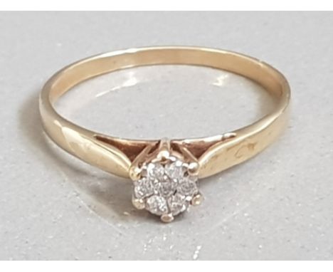 9CT GOLD CLUSTER DIAMOND RING 1.6G SIZE Q1/2